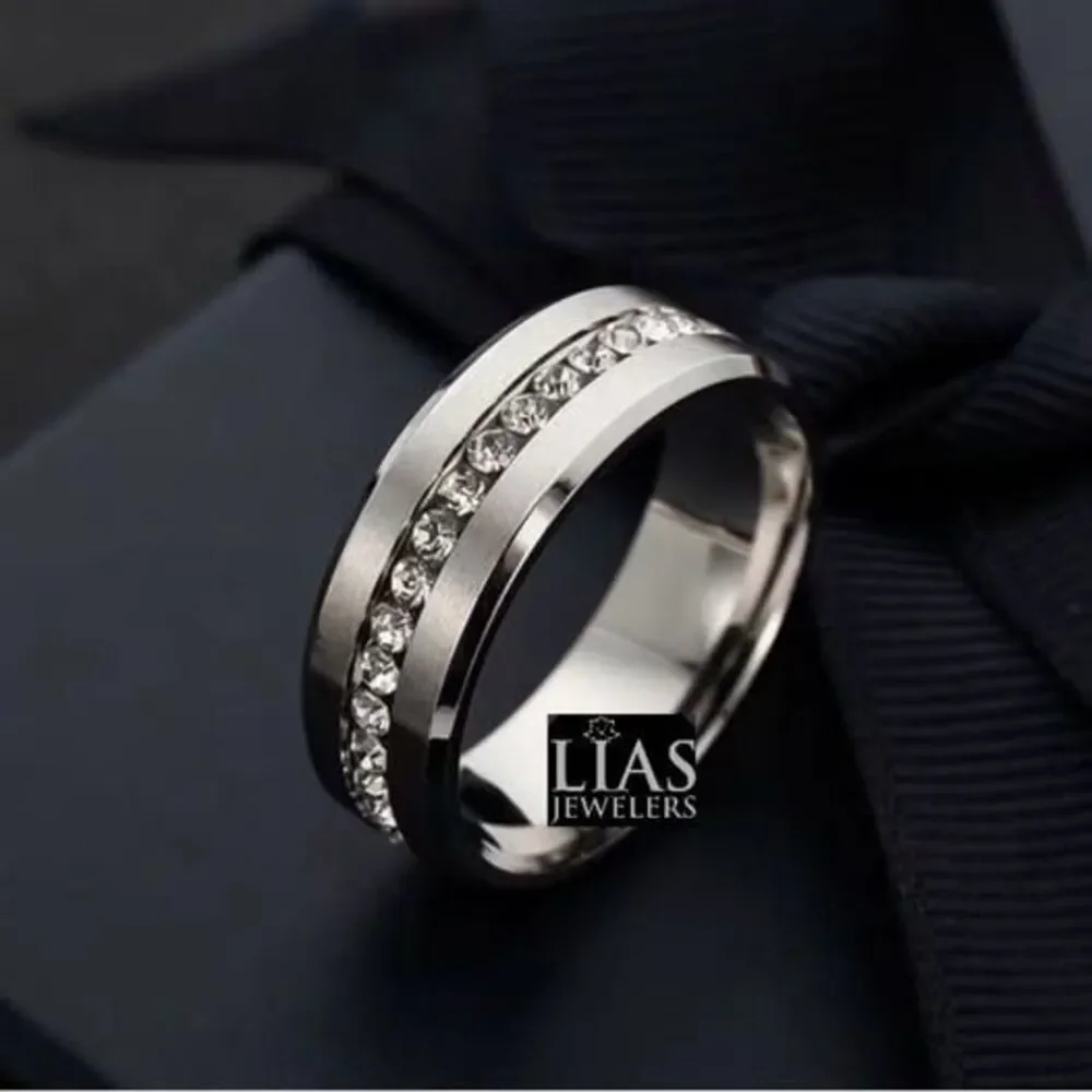 Brand New 18k White Gold Wedding Ring, Men's Wedding Band